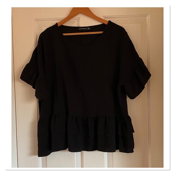 PLT Plus Black Frill Detail Blouse - Picture 3 of 5